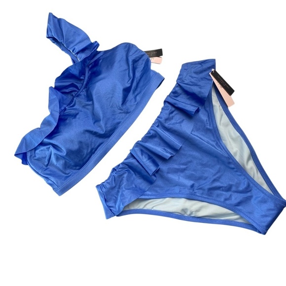 VICTORIA’S SECRET Swim 2 Pieces Bikini Lavender Ruffle One Shoulder Size L - NWT - Picture 3 of 10